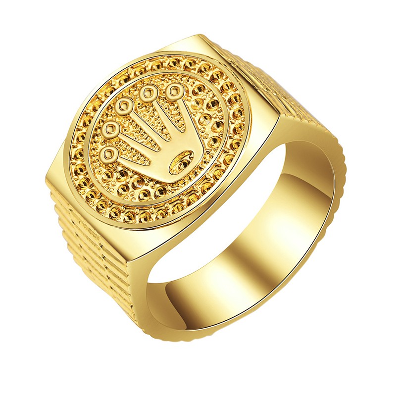 [bigapple]Vintage Hip Hop Gold Crown Ring Men Women Engagement Wedding Party Rings Jewelry adore