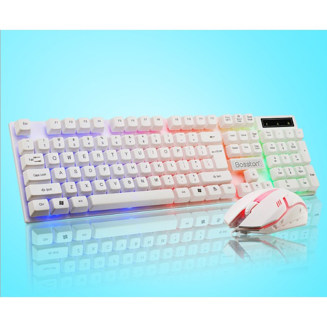 Bàn Phím full LED 7 màu Giả cơ + chuột Gaming R8 USB 8310