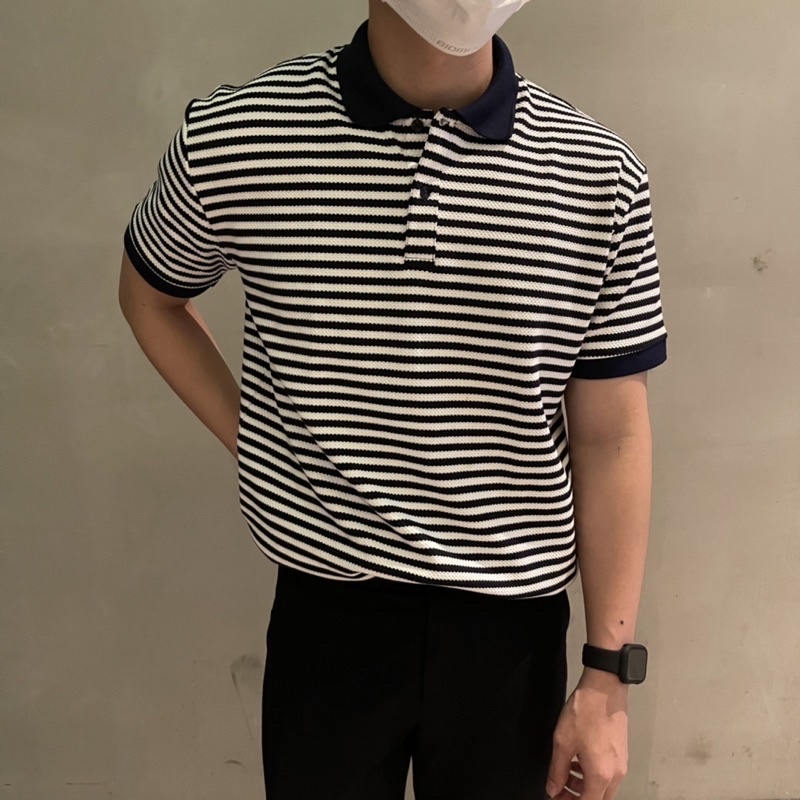 🔥 Áo thun Nam sọc có cổ, dáng suông [Caranite Polo]