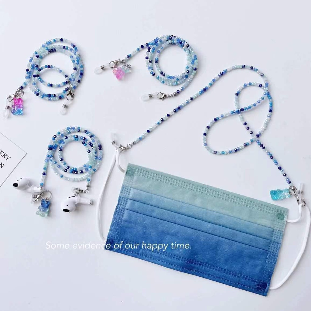 Dây Đeo Mắt Kính Xỏ Hạt Acrylic Hình Gấu Hoạt Hình Sáng Tạo