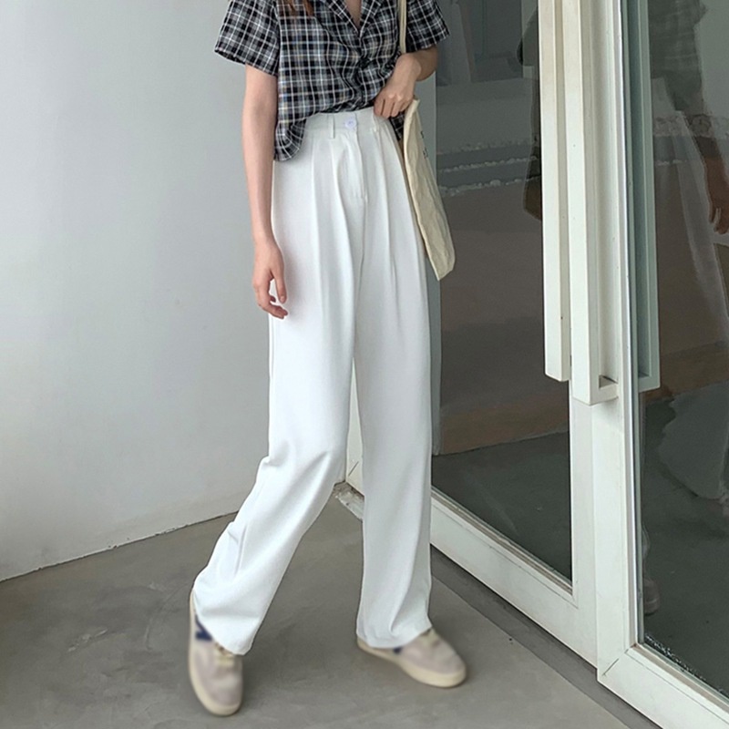 Quần Tây Ống Rộng Màu Sắc Thanh Lịch Cho Nữ