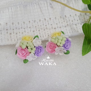 Hoa tai mix hoa đất sét handmade