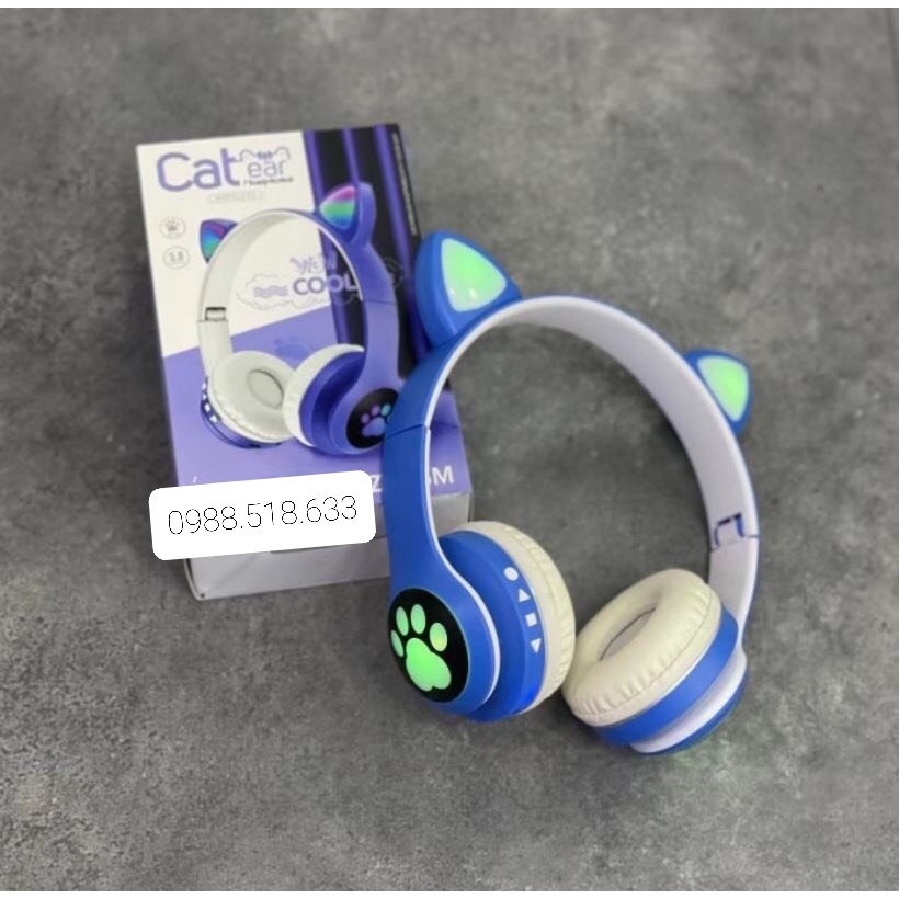 Tai Nghe Mèo Bluetooth Chụp Tai ,Tai Mèo Dễ Thương Có Mic, Âm Bass Mạnh Mẽ Nghe Cực Hay Bảo Hành 1 Năm