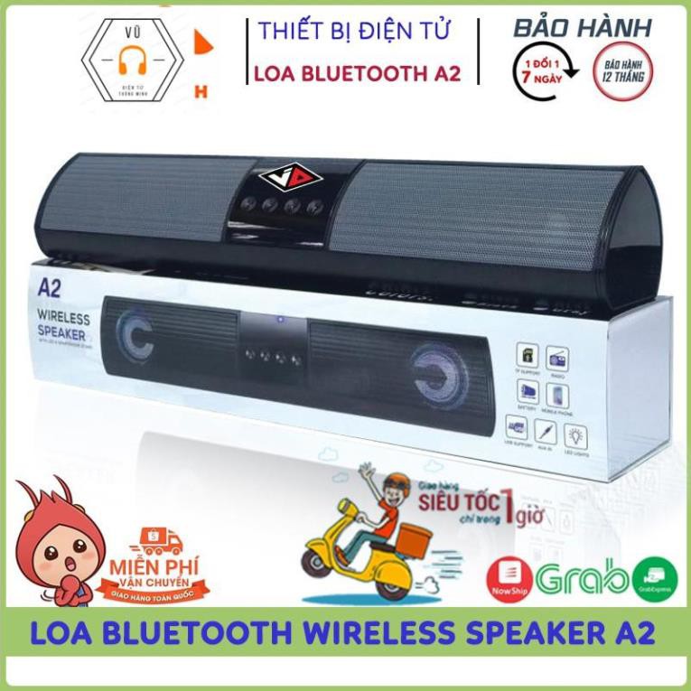 Loa Bluetooth Speaker A2 Dáng Dài 2 Loa Cực Đỉnh, Kểu Dáng Sang Trọng Hỗ Trợ Thẻ Nhớ, Đài FM, Sạc Usb