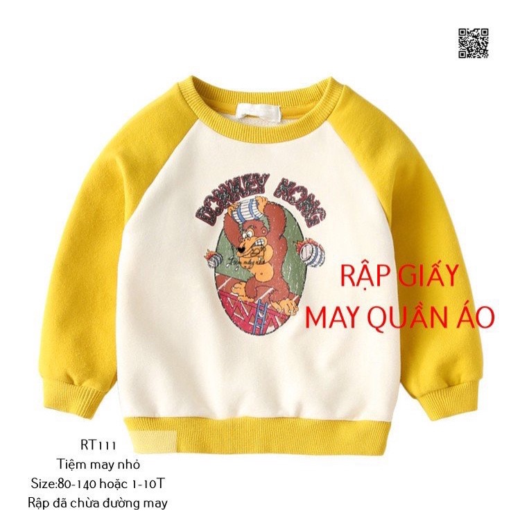 RT111_Rập giấy may áo raglan dài tay cho bé