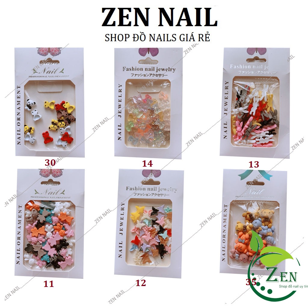 Charm gấu cao cấp, charm nail gắn móng