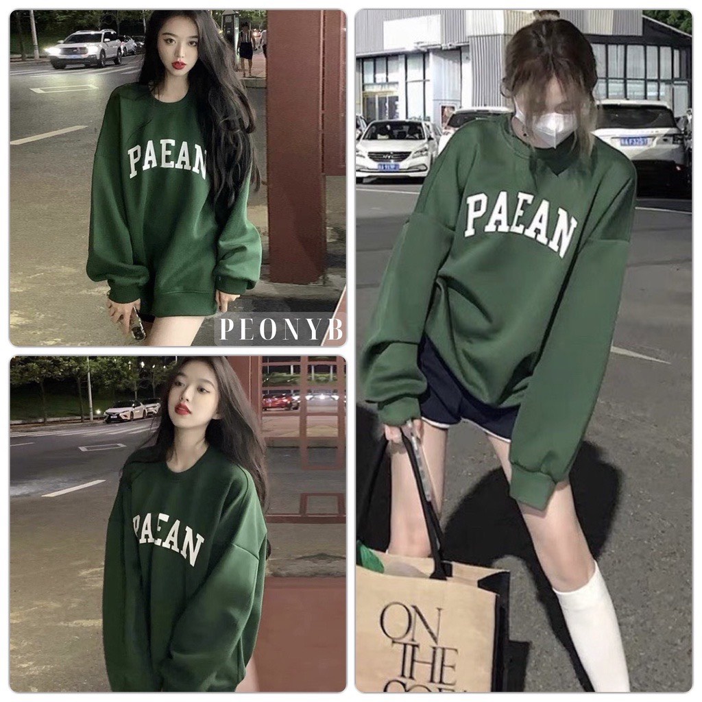 Áo Sweater Nữ Unisex Paean Chất Nỉ Bông Form Rộng Phối Đồ Siêu Hot 2022 , Áo Hoodie Nữ Hotrend