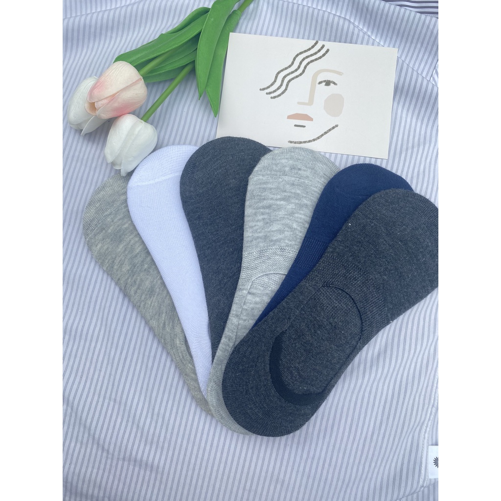 Set 3 tất lười nam cổ ngắn Muzinu vớ nam có đệm gót chống tuột cao cấp TN227