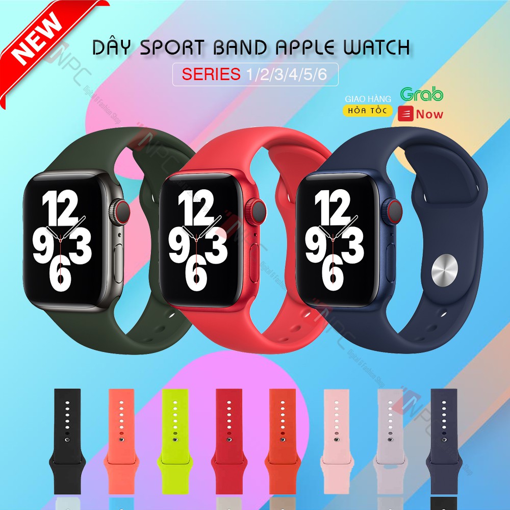 [🅂🄴🅁🄸🄴🅂 6 🄽🄴🅆] Dây Cao Su Sport Band Apple Watch Series 6|SE|5|4|3|2|1 Kích thước 38mm 40mm 42mm 44mm Nhiều Màu
