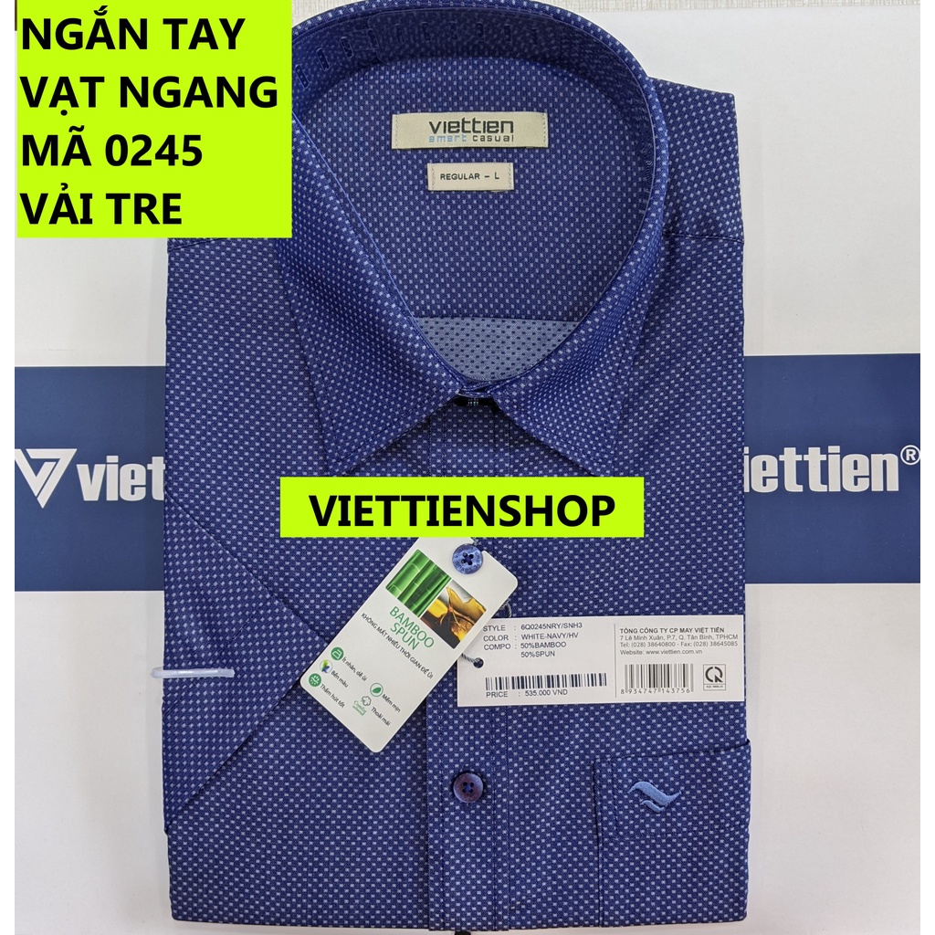 (0245 Sn) ÁO SƠ MI VIỆT TIẾN NGẮN TAY VẠT NGANG VẢI TRE