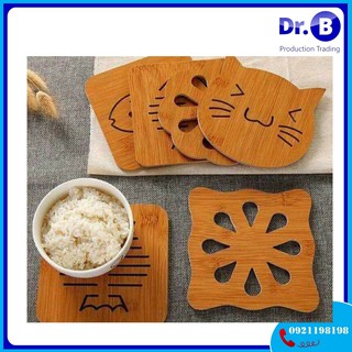 Miếng Lót Ly, Lót Nồi, Lót Cốc Chén Bằng Gỗ Hình Dễ Thương Kích Thước 14*14cm