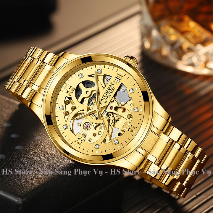 Đồng hồ cơ automatic nam Fngeen 6018 cao cấp cơ lộ máy chính hãng, dây thép , thời trang đẹp giá rẻ