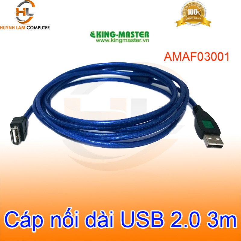 Cáp nối dài USB 2.0 3m KingMaster AMAF03001-Hãng phân phối