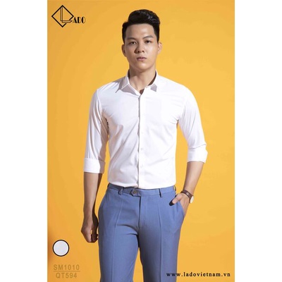 Áo sơ mi trơn cao cấp dài tay co giãn nhẹ LADO 1010