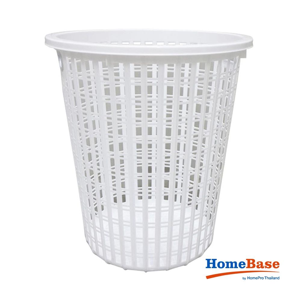 HomeBase SN Giỏ đựng quần áo hình tròn bằng nhựa cao cấp 9899WH Thái Lan W46xH53xD46cm màu trắng