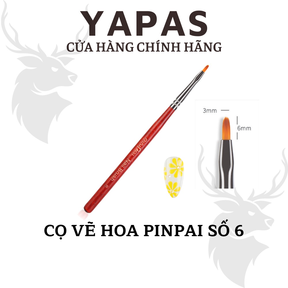 Cọ vẽ nail hoa cúc Yapas Pinpai số 6 , bút vẽ cánh hoa họa tiết 3D trang trí móng