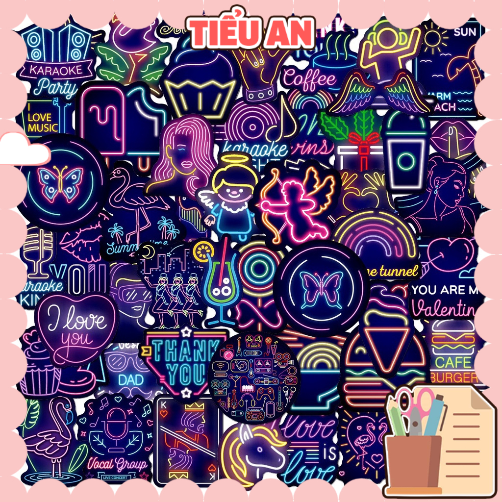 H125 - Sticker Màu Noen Valentine - PVC/ Hình dán Chống nước họa tiết