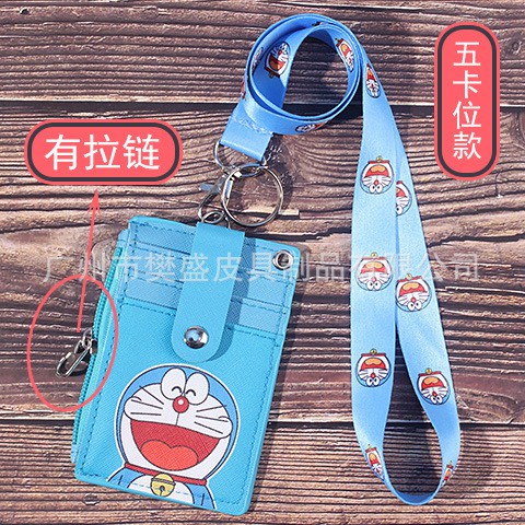 Bao đựng thẻ xe buýt hình Doraemon/ Kaws đáng yêu có dây đeo