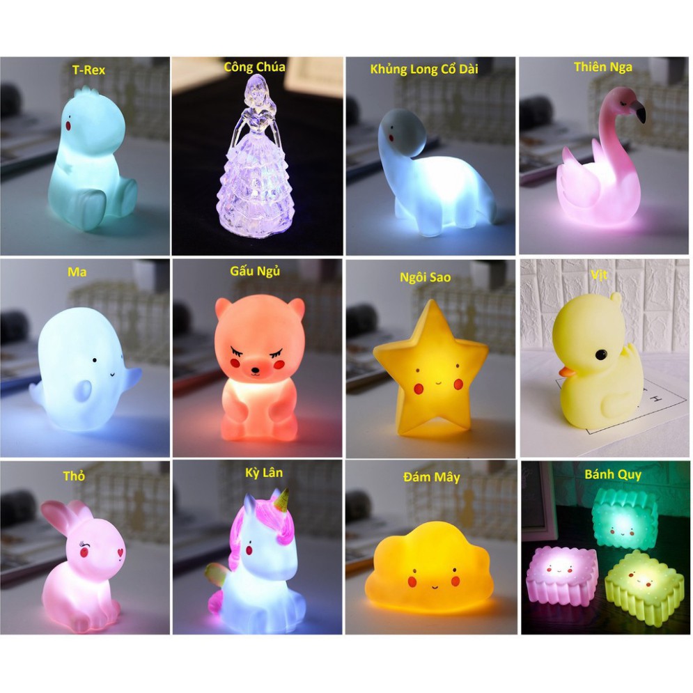 F1 [BAO GIÁ SHOPEE] Đèn Ngủ Led Silicon Cao Su Siêu Dễ Thương Cho Bé Yêu (mang ảnh thật và Clip) 51 1