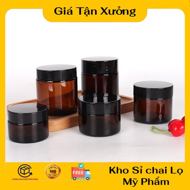 Hũ Chiết Mỹ Phẩm ❤ TRÙM SỈ ❤ [30g,50g] Hũ chiết kem thủy tinh nâu đựng mỹ phẩm , phụ kiện du lịch