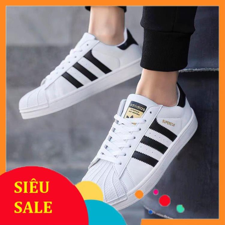 Giày Thể Thao Super Star Trắng 3 Sọc nam nữ hàng sneaker cao cấp full box bill