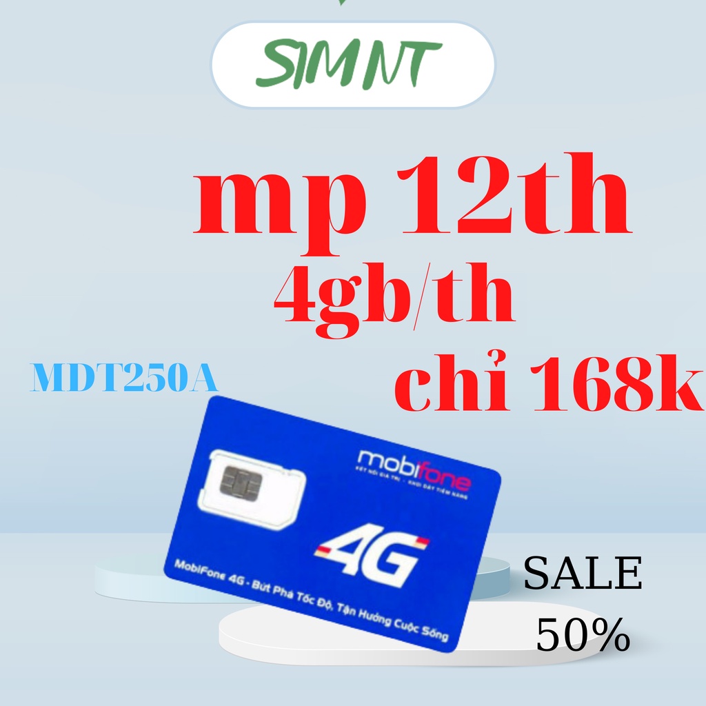 Sim 4g Mobifone MDT250A dùng DATA trọn gói 1 năm không nạp tiền