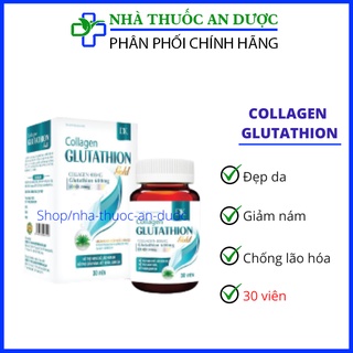 Viên uống trắng da COLLAGEN GLUTATHIONE GOLD hỗ trợ giảm nám , tàn nhang , sạm da , giảm oxy hóa ở da - hộp 30 viên
