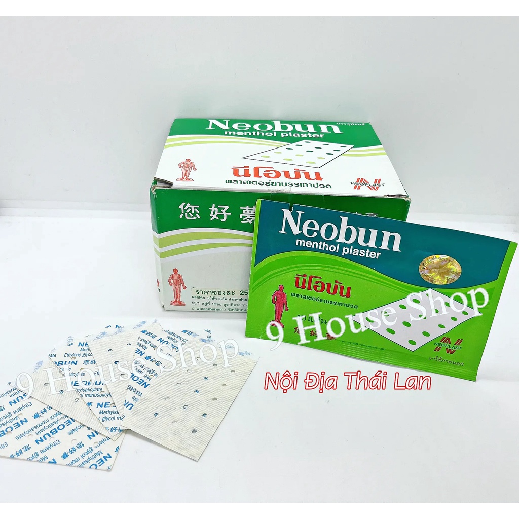 01 Gói (10 miếng) Cao Dán Giảm Đau NEOBUN MENTHOL PLASTER Thái Lan - size nhỏ