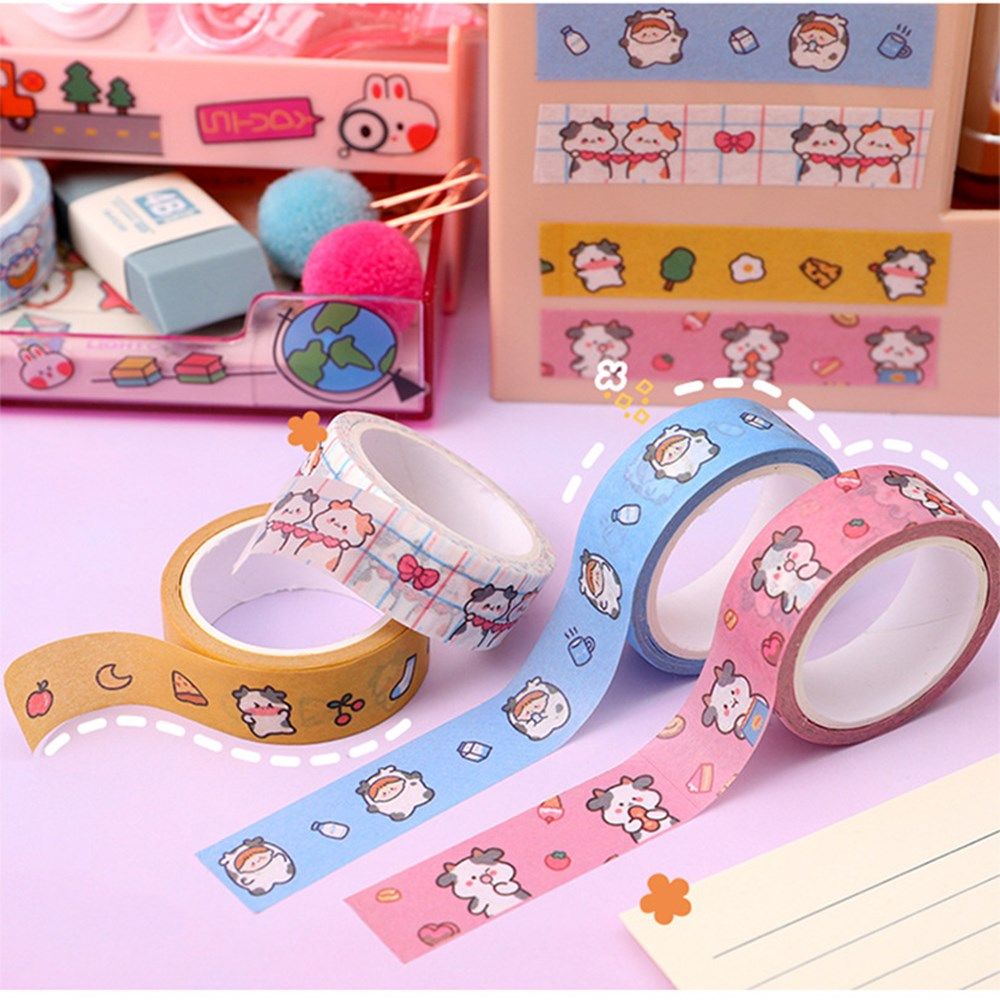 Cuộn Băng Keo Giấy 5m Họa Tiết Hoạt Hình Dễ Thương Trang Trí Album Ảnh/Nhật Ký DIY