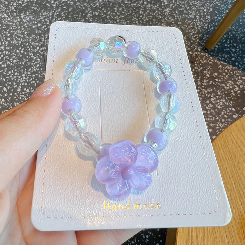 Dây Buộc Tóc Đính Hạt Co Giãn Cao Phong Cách Nhật Hàn Cho Bé Gái