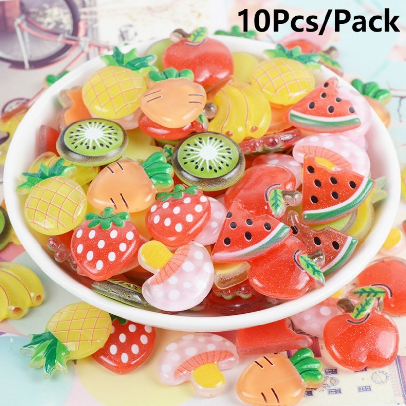 Bộ 10 phụ kiện trang trí điện thoại hình trái cây xinh xắn
