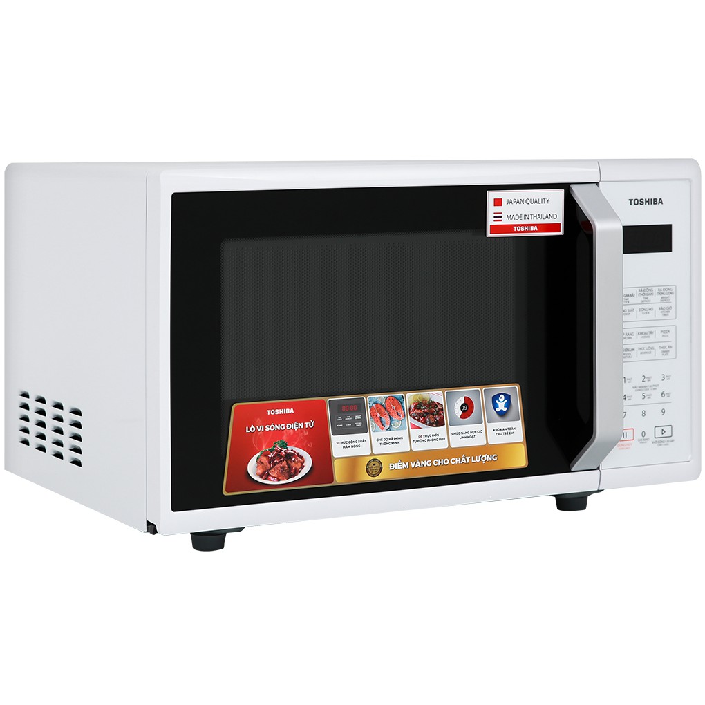 Lò vi sóng Toshiba ER-SS23(W1)VN -Dung tích: 23 lít, Công suất: 800 W, Chức năng chính: Rã đông, hâm, nấu