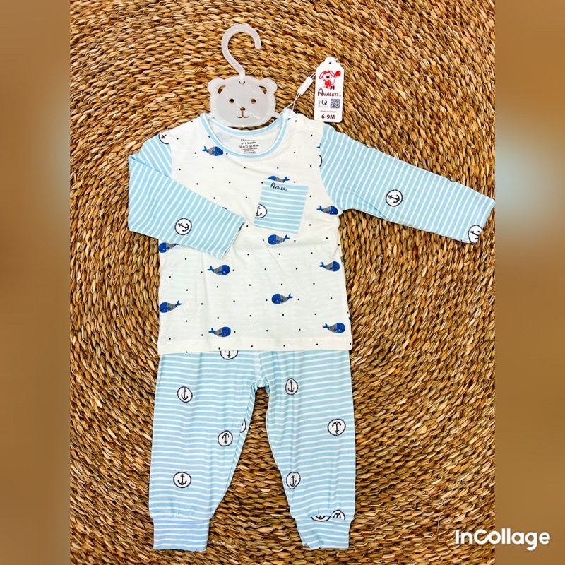 Bộ Avaler dài tay thu đông cho bé chất liệu sợi tre