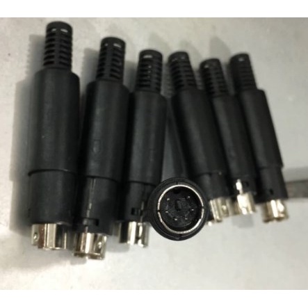 Đầu Nối Dây Cáp 3/4/5/6/7/8 Pin Mini Din Male Connector For PLC Program Black rắc mạ Nickel
