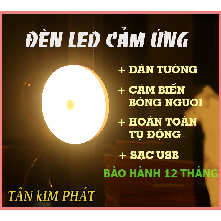 Đèn Led Thông Minh Cảm Ứng Dán Tường Sạc USB (Có Công Tắc)