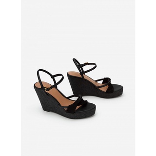 Vascara Giày Sandal Đế Xuồng Cói Phối Quai Nubuck - SDX 0428 - Màu Đen