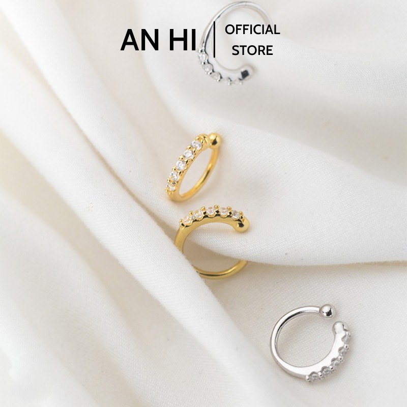 Khuyên Tai Bạc Kẹp Vành AN HI Ear Cuff C Đính Đá EC001