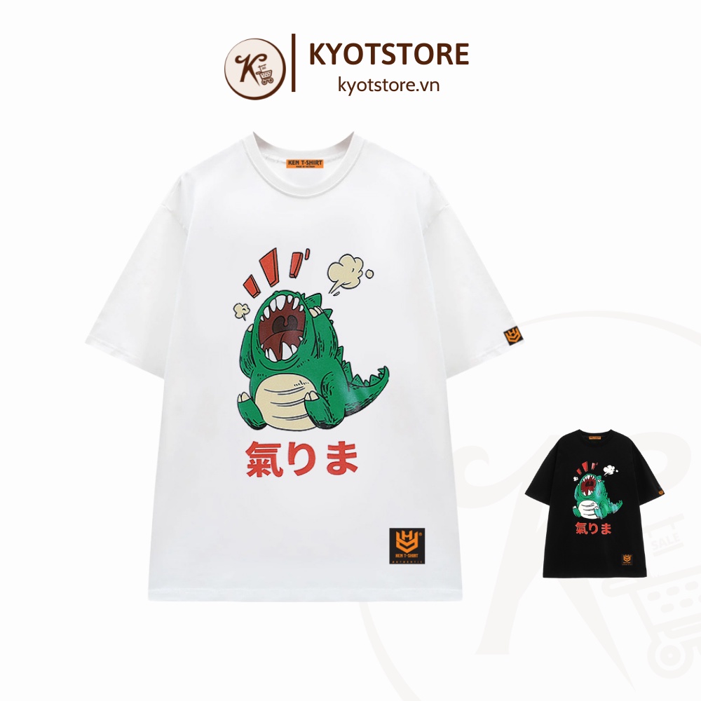 Áo Thun Tay Lỡ Form Rộng Nam Nữ Chất Vải cotton 75% 4 chiều In Hình Khủng Long Xanh| TLDC254| Kyotstore
