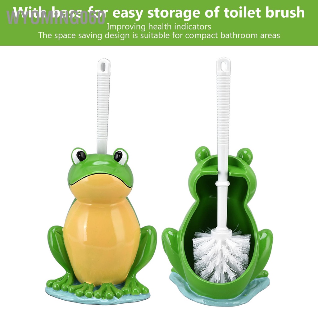 Wyoming060 Bàn chải vệ sinh hình con ếch phòng tắm sáng tạo với giá đỡ Bộ bàn nhà đứng