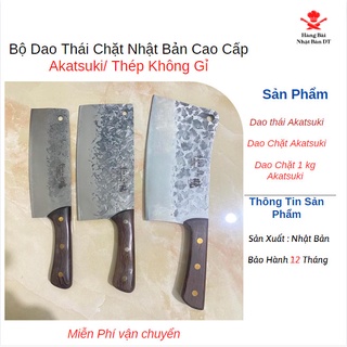 Bộ dao chặt xương nhật bản cao cấp Akatsuki dao chặt xương 1 kg dao chặt 500g dao thái 300g thiết kế thép không