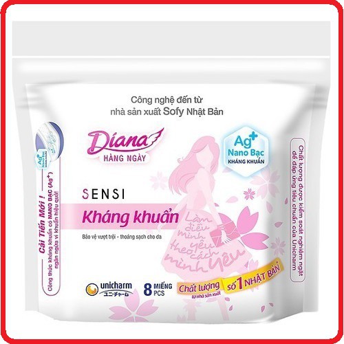 Băng Vệ Sinh Diana Hàng Ngày Sensi Kháng Khuẩn 8 Miếng