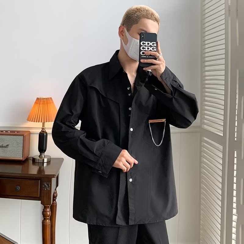 Áo Sơ Mi Tay Dài Màu Trơn Thời Trang Hàn Quốc Trẻ Trung Cho Nam