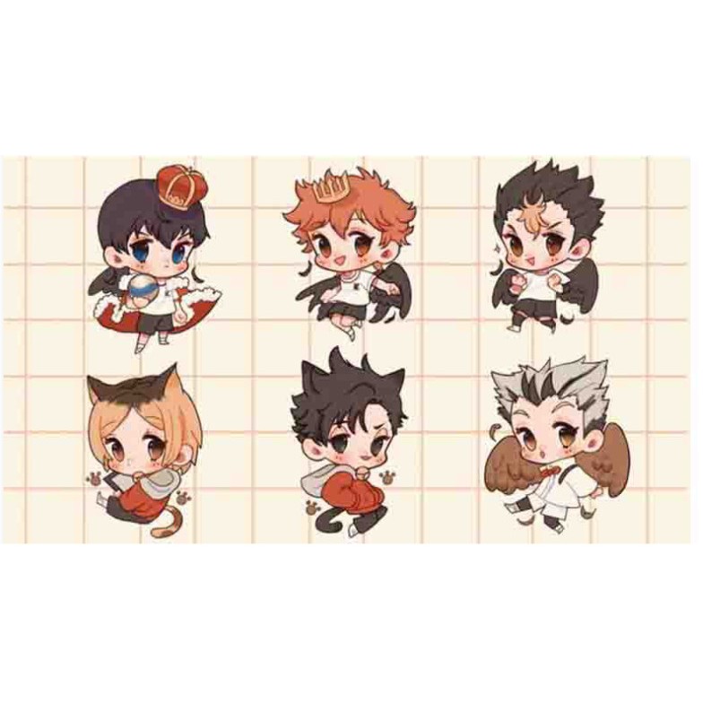 ( Mica trong acrylic ) Móc khóa in hình HAIKYUU!! VUA BÓNG CHUYỀN ver TAI THÚ CUTE anime chibi xinh xắn độc đáo