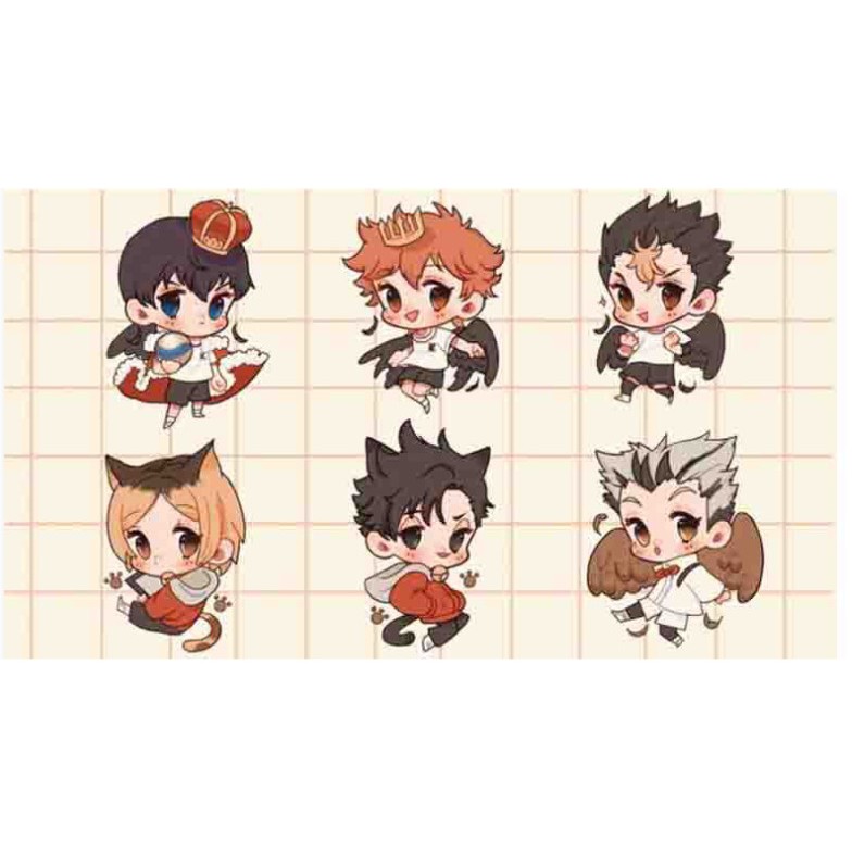 ( Mica trong acrylic ) Móc khóa in hình HAIKYUU!! VUA BÓNG CHUYỀN ver TAI THÚ CUTE anime chibi xinh xắn độc đáo