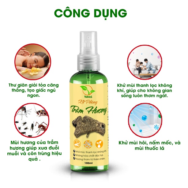 Combo 3 Chai Xit Thơm Phòng TAMAS 100ml Hương Bạc Hà, Trầm Hương, Hoa Bưởi – Hương Thơm Nhẹ Nhàng,Thư Thái,Giúp Ngủ Ngon