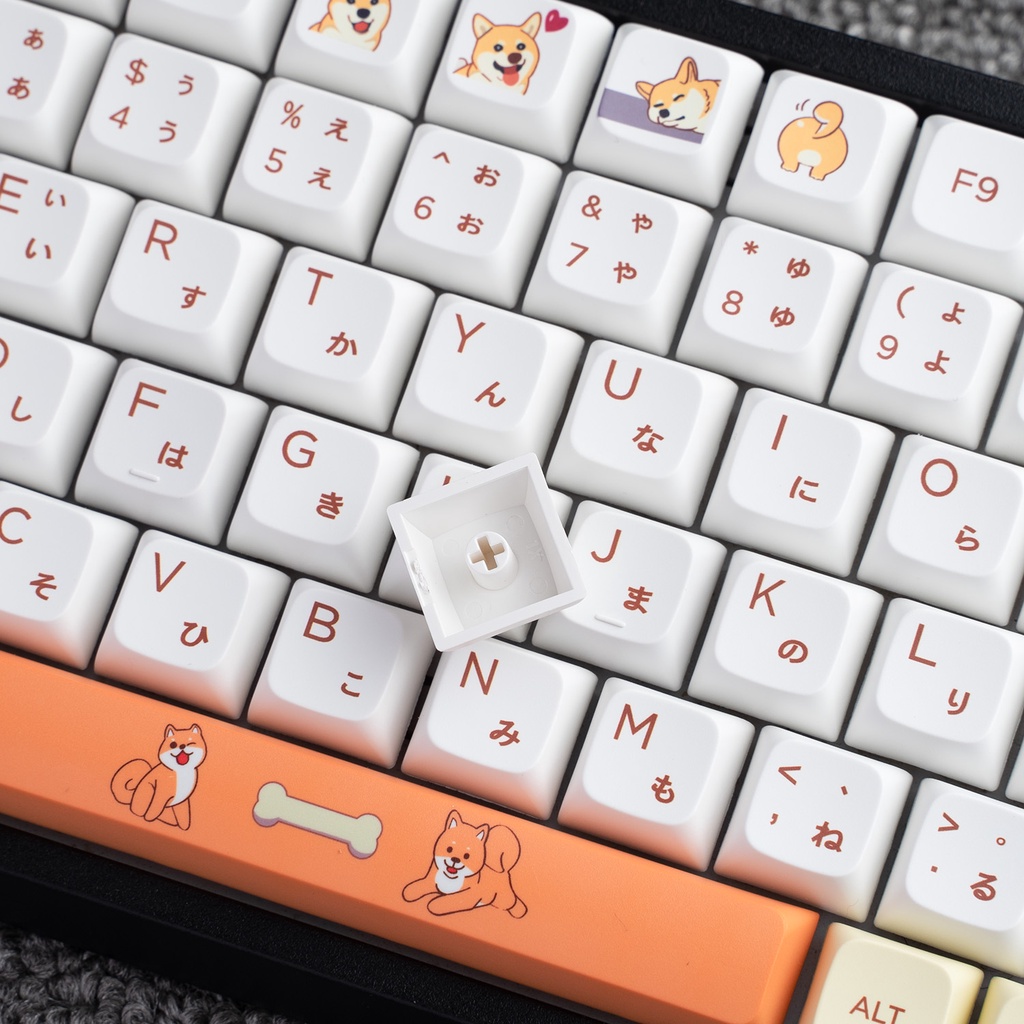 Keycap Shiba dog, in nhiệt, nhựa PBT dày, XDA profile, 134 nút bàn phím cơ