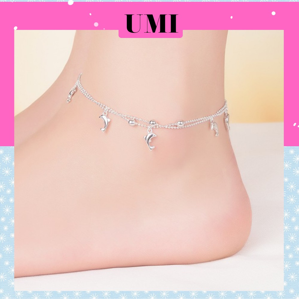 Lắc Chân Nữ Bạc 925 Thiết Kế Hình Cá Heo Phong Cách Hàn Quốc UMI JL027