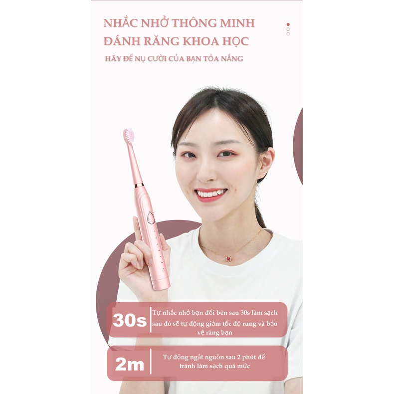 Bàn chải đánh răng điện 3 trong 1 LIG 6 chế độ phù hợp với mọi loại răng lợi làm sạch trắng sâu với công nghệ sóng âm.