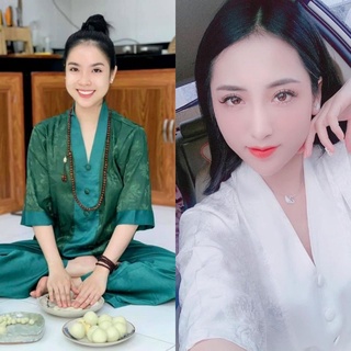 Đồ lam đi chùa # bà lai gấm phối # đồ bộ nữ