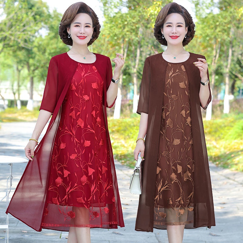 Đầm Chiffon Thiết Kế Mới Cao Cấp Thời Trang Mùa Hè Dành Cho Phụ Nữ Trung Niên đầm nữ trung niên sang trọng váy nữ trung niên cho mẹ váy trung niên cho mẹ sang trọng bigsize nữ set bigsize nữ  quần áo trung niên cho mẹ
